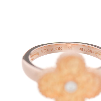 Van Cleef & Arpels 18K Rose Gold Diamond Vintage Alhambra Ring 53 6.25 4 of 6