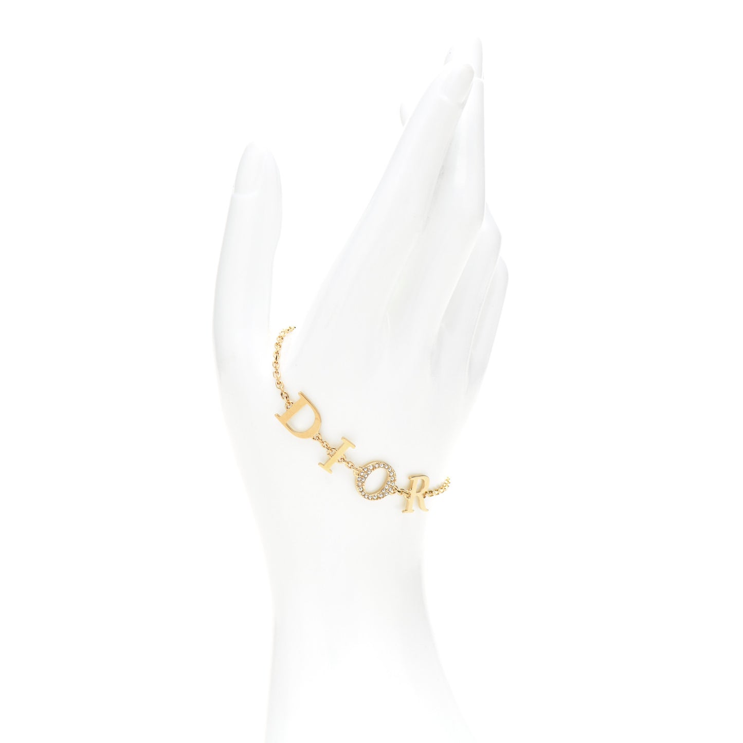 Metal Crystal Letters Bracelet Gold