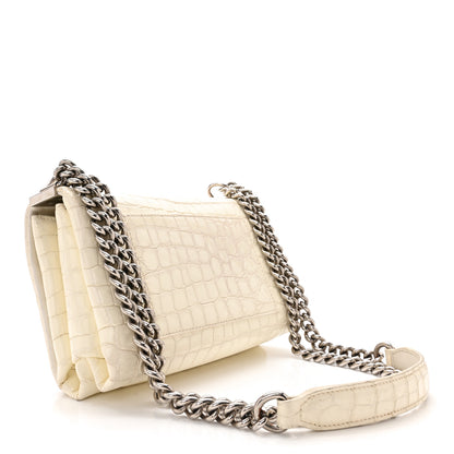 Versace Croc Stamped Patent Palazzo Sultan Shoulder Bag White 2 of 11