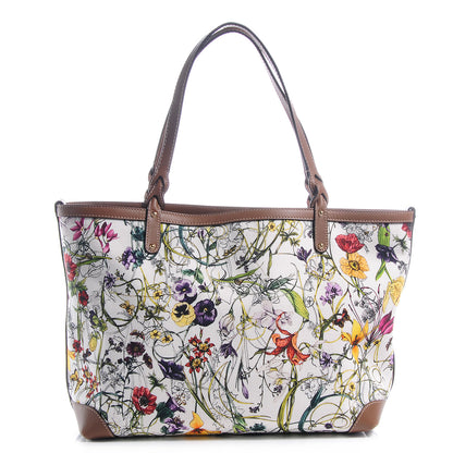 Gucci Canvas Flora Infinity Medium Craft Tote White Multicolor Acero 1 of 9