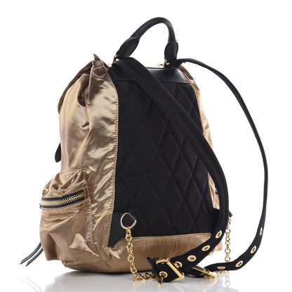 Burberry Metallic Satin Nylon Medium Rucksack Backpack Gold 3 of 7