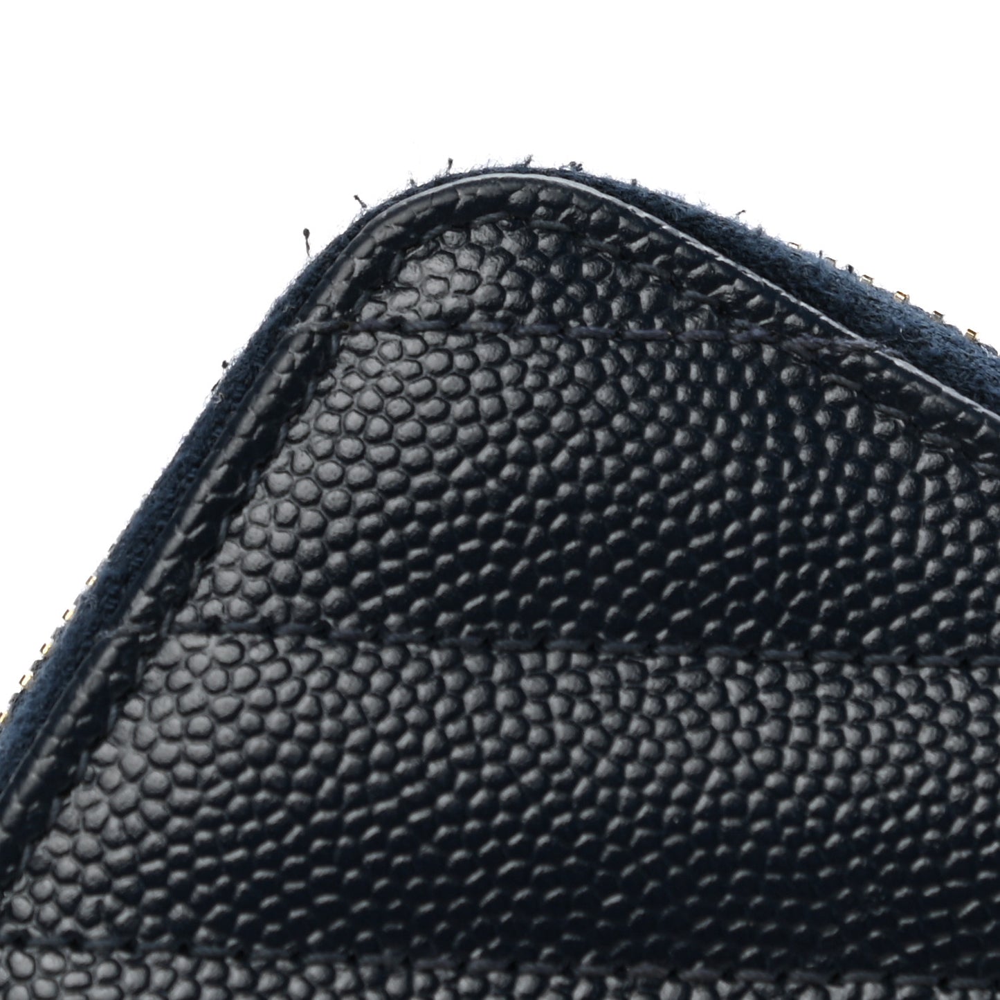 Grain De Poudre Matelasse Chevron Monogram Compact Zip Around Wallet Deep Marine