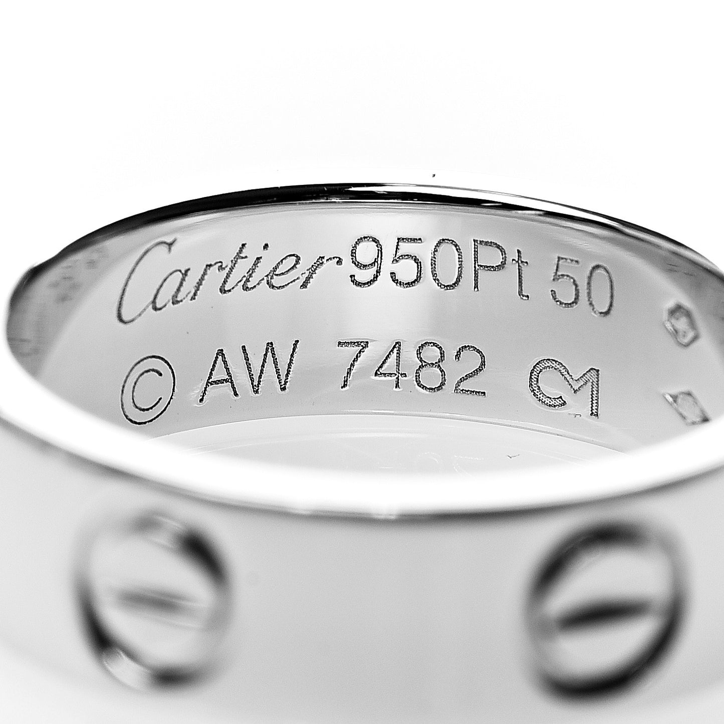 Platinum 5.5mm LOVE Ring 50 5.25