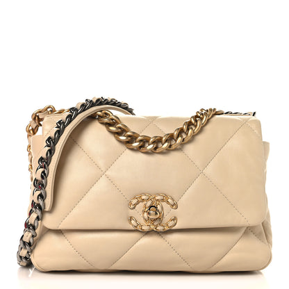 Chanel Lambskin Quilted Medium Chanel 19 Flap Beige 1 of 10