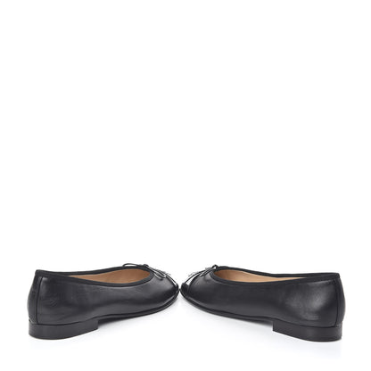 Chanel Lambskin Patent CC Cap Toe Ballerina Flats 36 Black 6 of 11