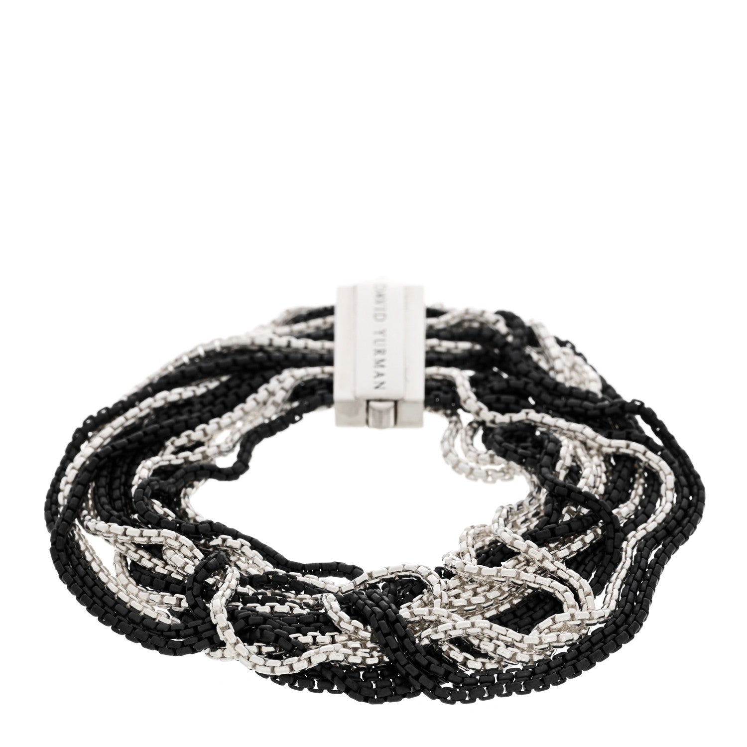 David Yurman DAVID YURMAN Darkened Sterling Silver 21mm Multi Row Box Chain Bracelet 1 of 4