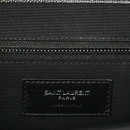 Saint Laurent Grain De Poudre Textured Mixed Matelasse Large Triquilt Monogram Monochrome Satchel Black 6 of 7