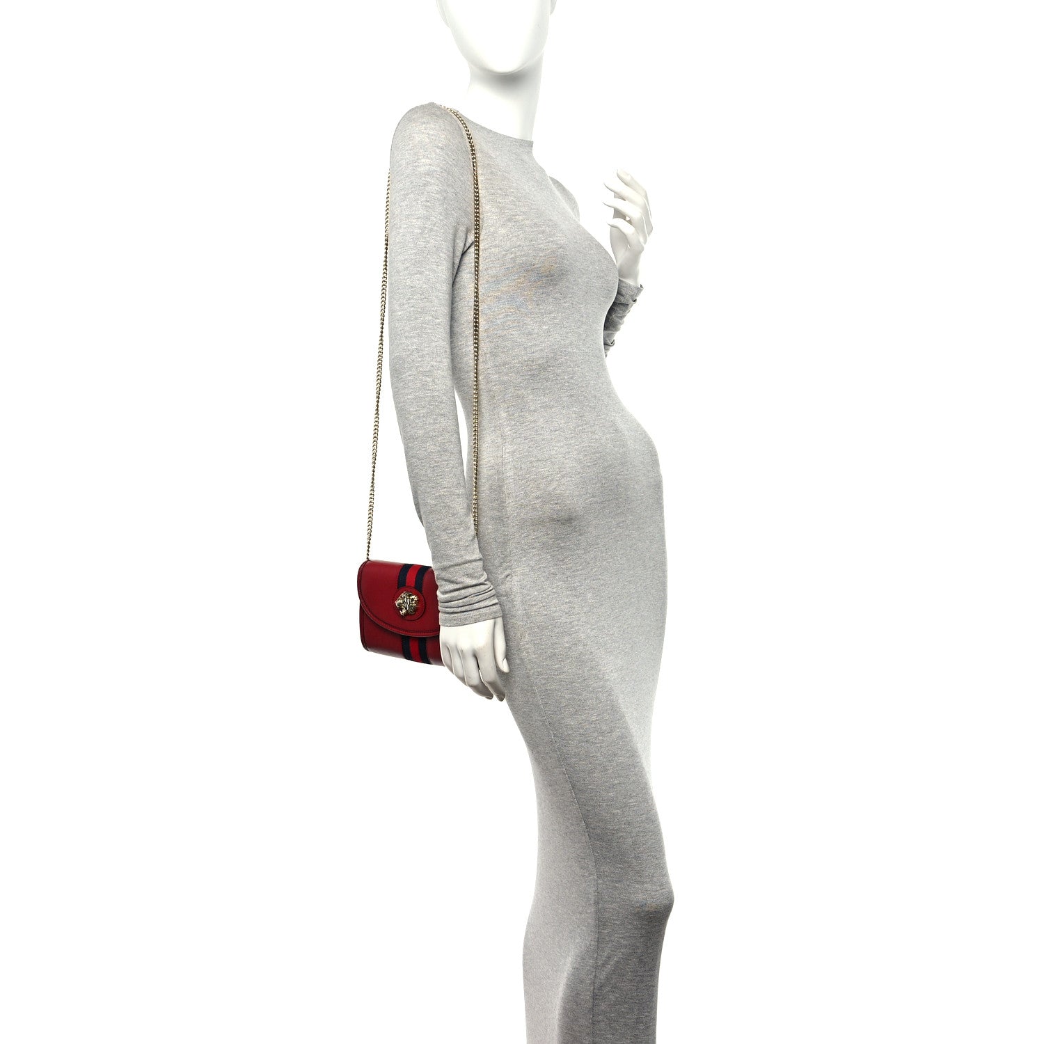 Gucci Textured Calfskin Web Mini Rajah Slim Flap Shoulder Bag Romantic Cherry 2 of 11