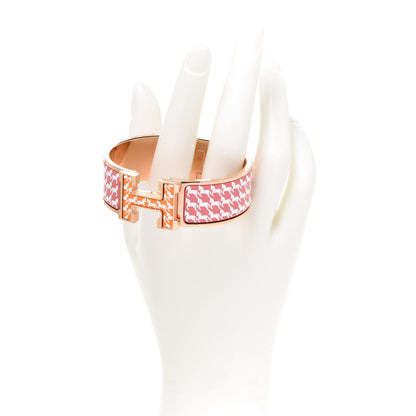 Hermes Enamel Wide Print Cheval Pixel Clic Clac H Bracelet PM Terre Orange 2 of 6