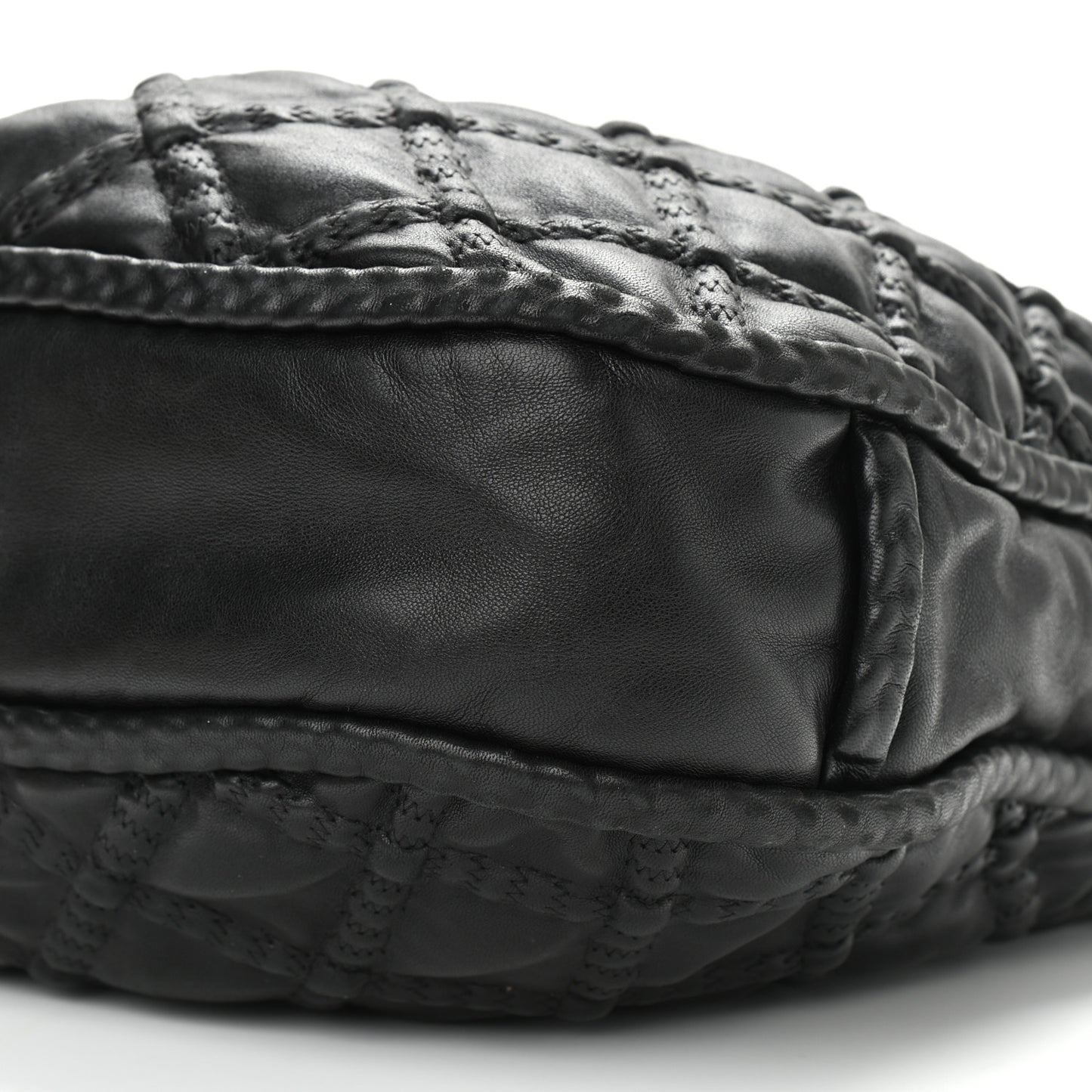 Quilted Lambskin Hidden Chain Hobo Black