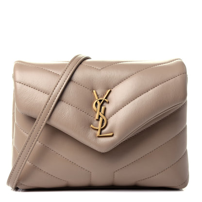 Saint Laurent Calfskin Y Quilted Monogram Toy Loulou Crossbody Bag Dark Beige 1 of 5