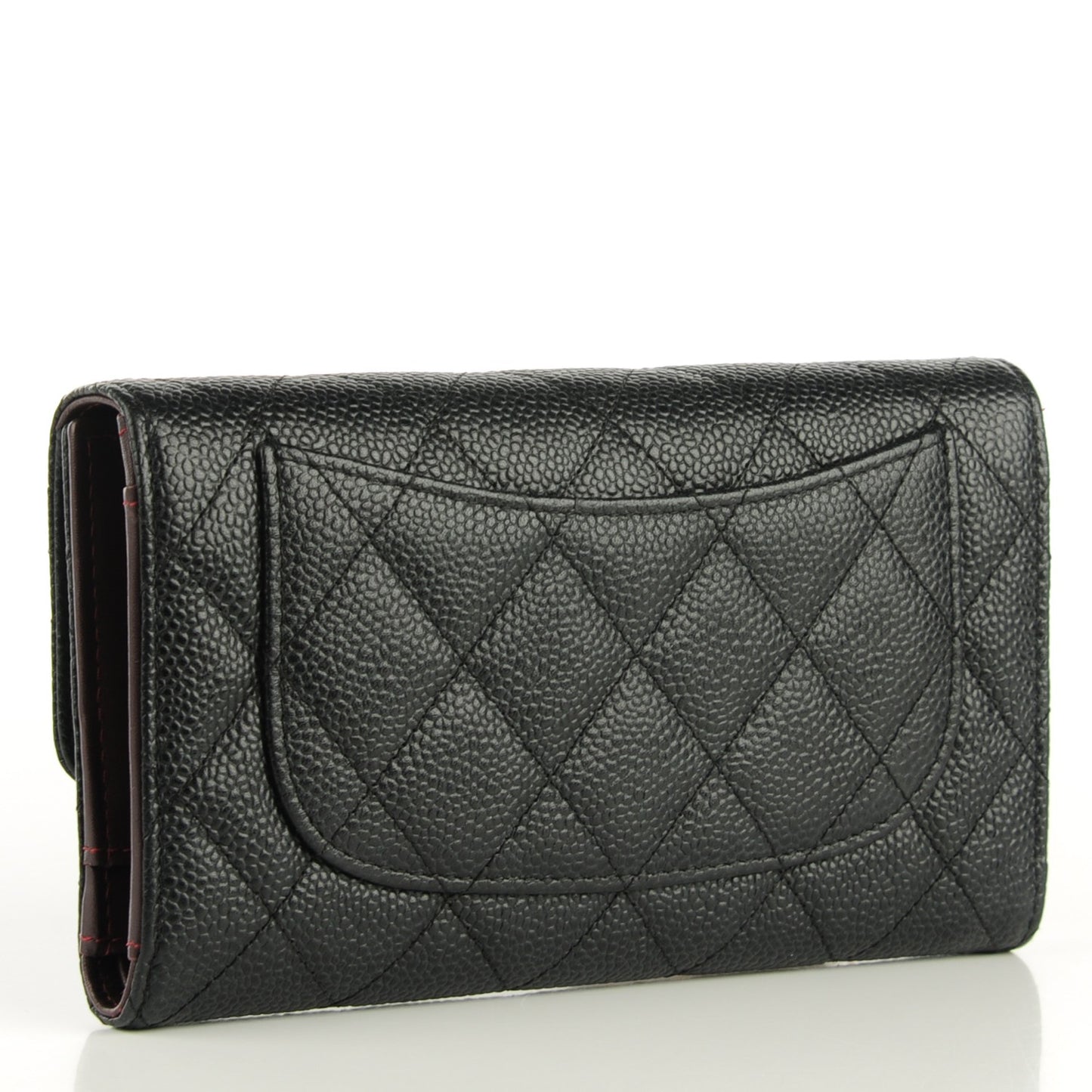 Caviar Quilted Long Flap Wallet Black