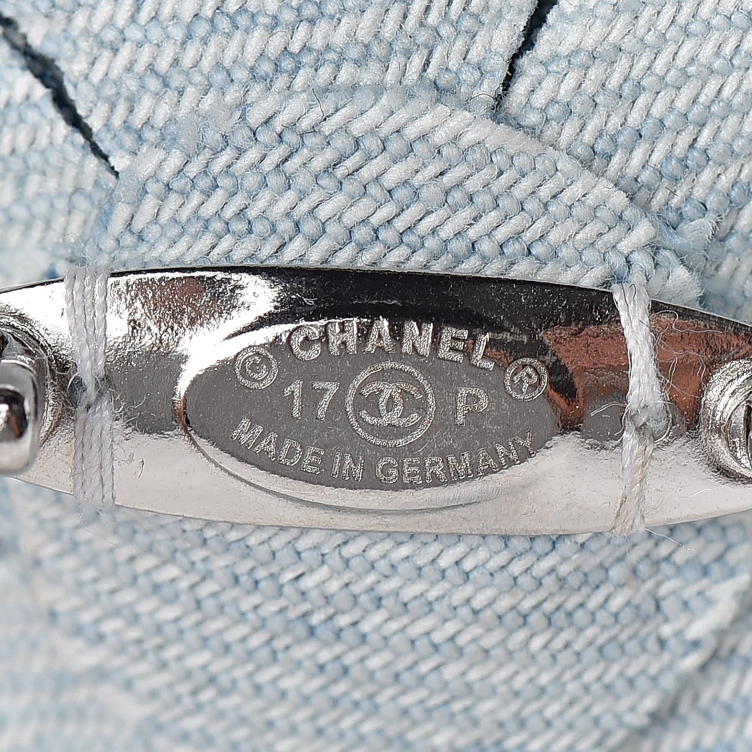 Chanel Denim Camellia Pin Brooch Blue 4 of 5
