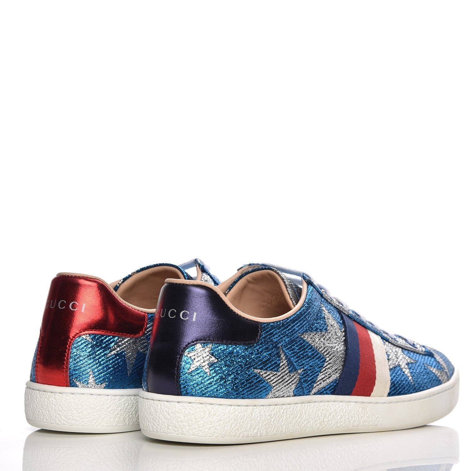 Gucci Lurex Starry Sky Sylvie Web New Ace Sneakers 37.5 Bluette Silver 4 of 7