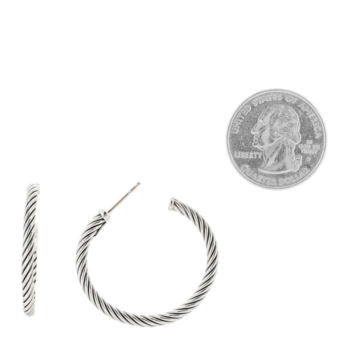 Sterling Silver 32mm Cable Classics Hoop Earrings