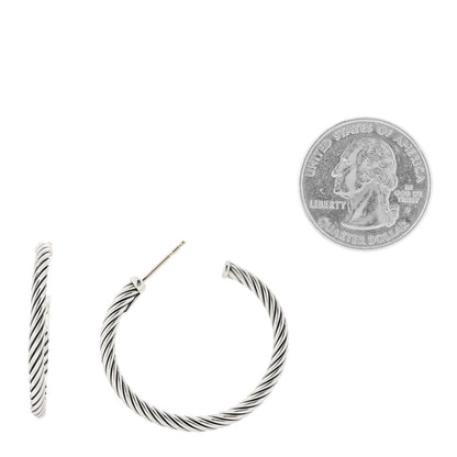 David Yurman Sterling Silver 32mm Cable Classics Hoop Earrings 2 of 4