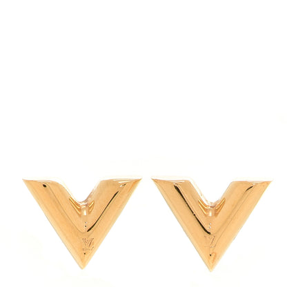 Louis Vuitton Brass Essential V Stud Earrings Gold 1 of 5
