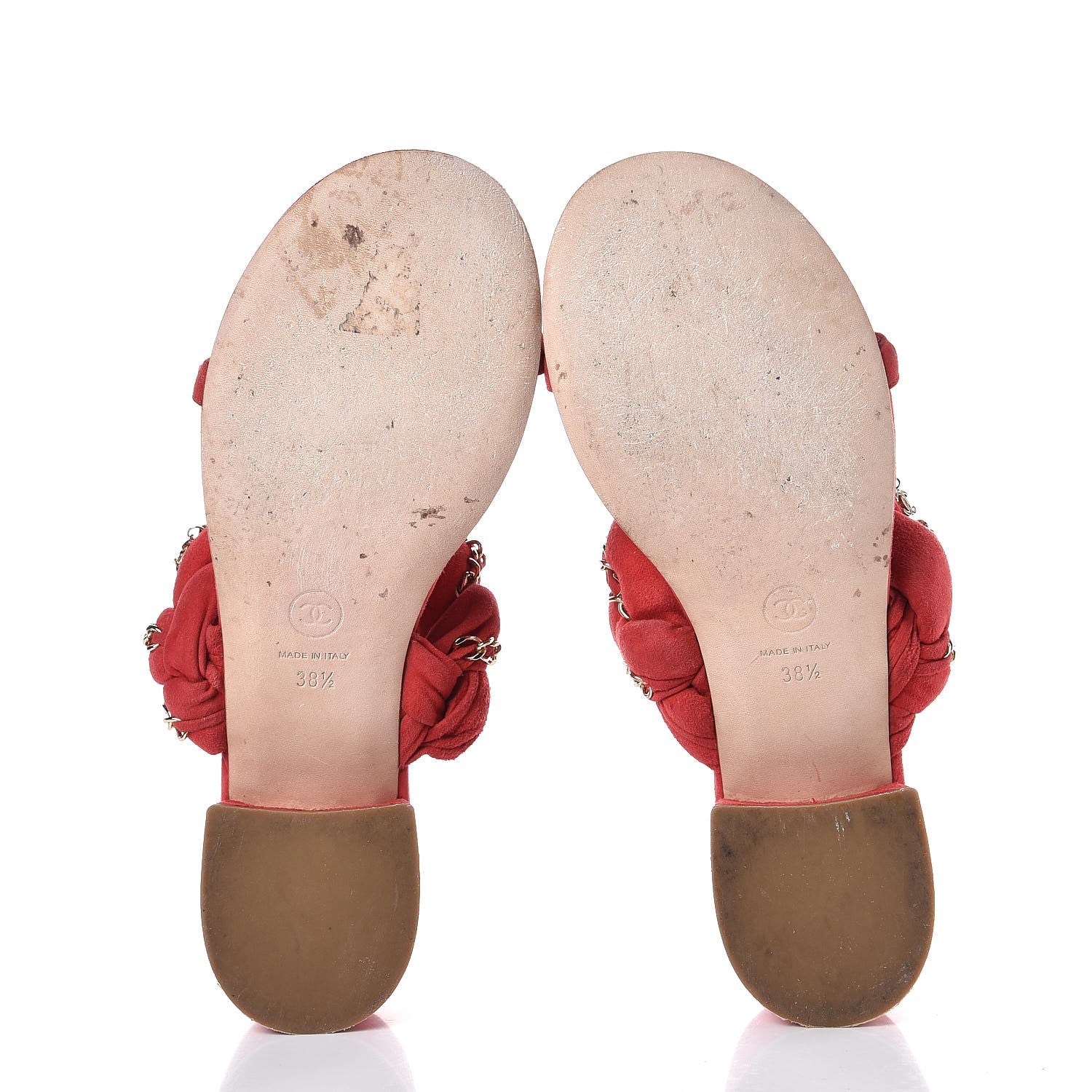 Chanel Kid Suede Chain Braided Sandals 38.5 Red 7 of 11