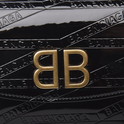 Balenciaga Patent Losange Monogram Embossed BB Wallet On Chain Black 9 of 10