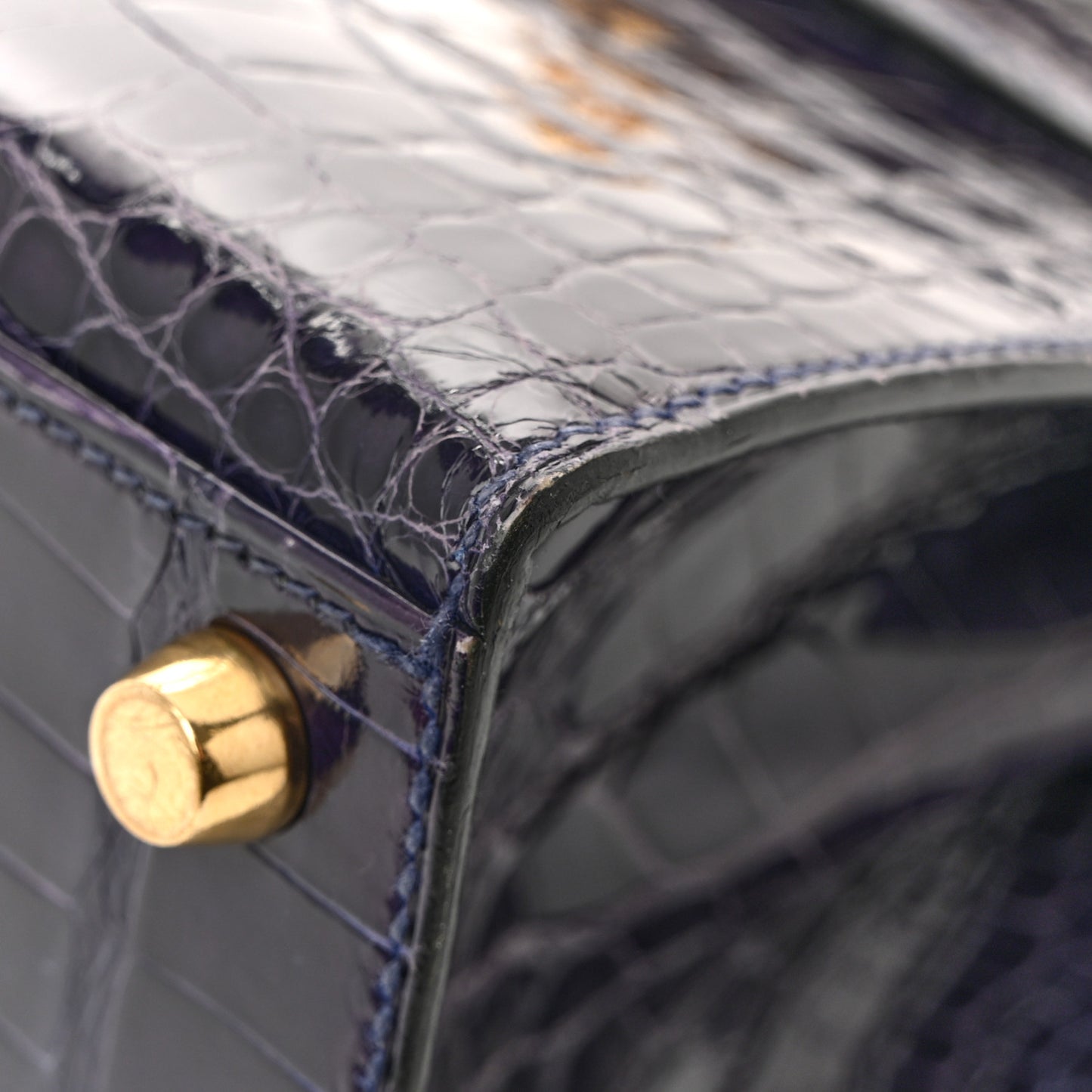 Shiny Alligator Mini Kelly Sellier 20 Amethyste