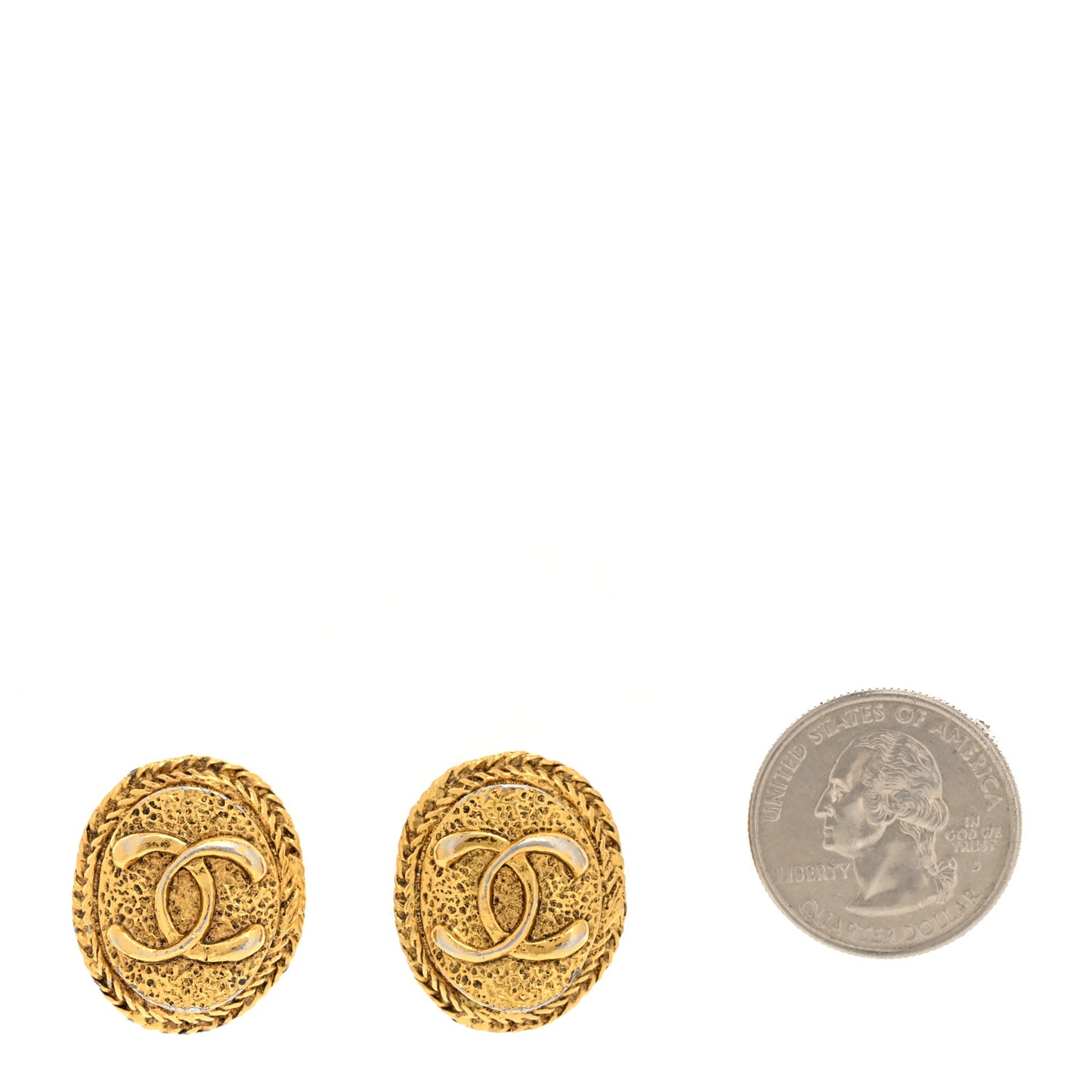 Metal Round CC Clip On Earrings Gold