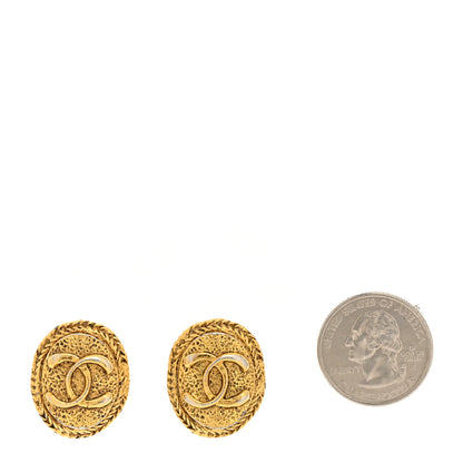 Chanel Metal Round CC Clip On Earrings Gold 2 of 4