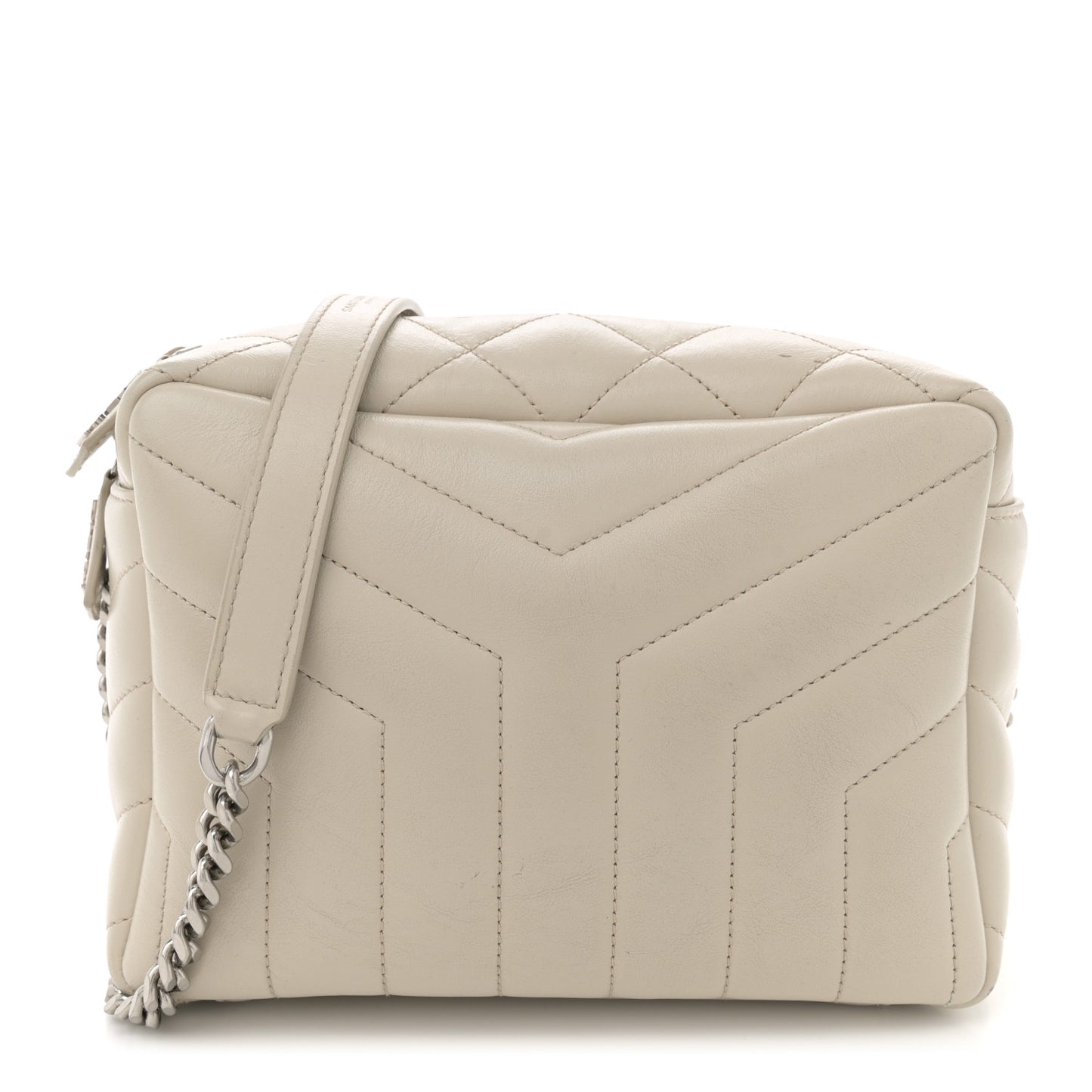 Calfskin Y Quilted Monogram Small Loulou Bowling Bag Ivory