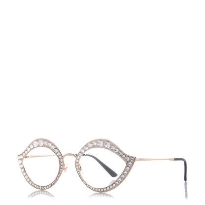Gucci Metal Crystal Cat Eye Glasses GG0046/S Gold 1 of 7