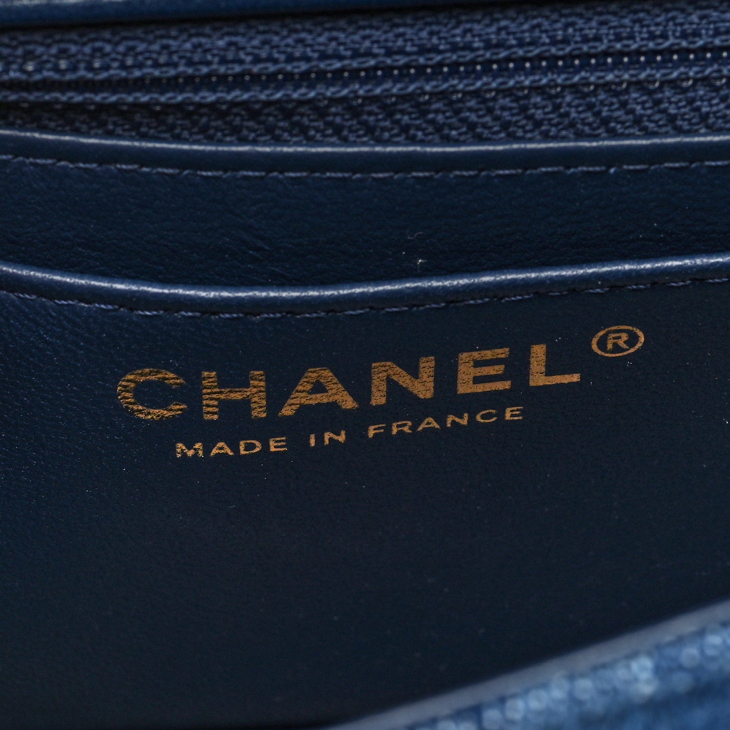 Chanel Printed Denim Quilted Mini Rectangular Flap Dark Blue 6 of 10