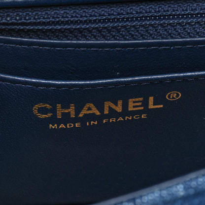 Chanel Printed Denim Quilted Mini Rectangular Flap Dark Blue 6 of 10