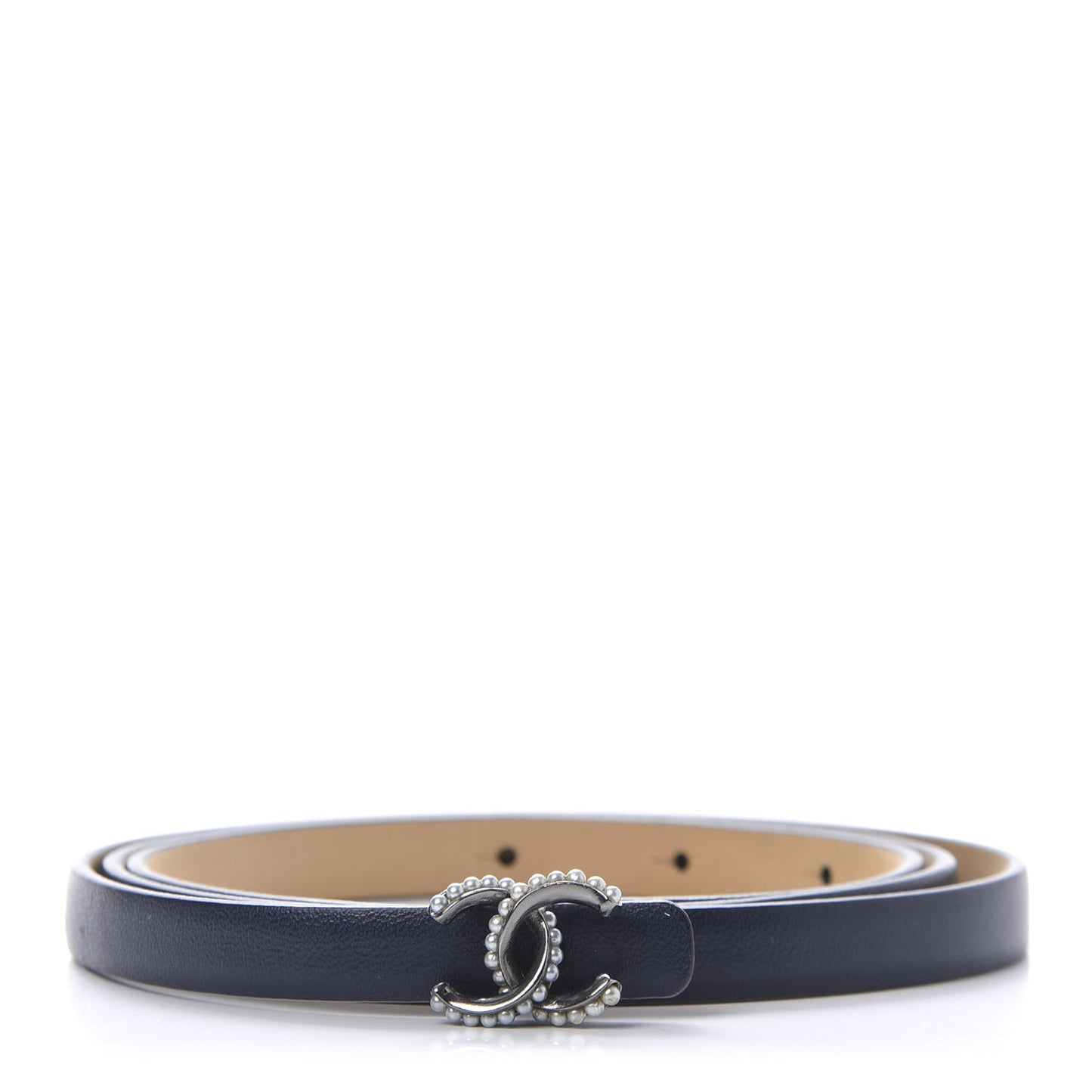 Calfskin Pearl CC Belt 85 34 Navy