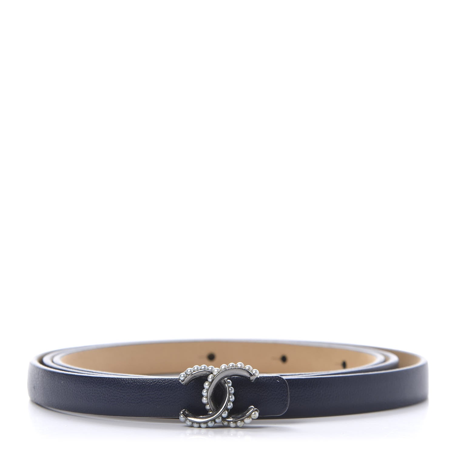 Chanel Calfskin Pearl CC Belt 85 34 Navy 1 of 5