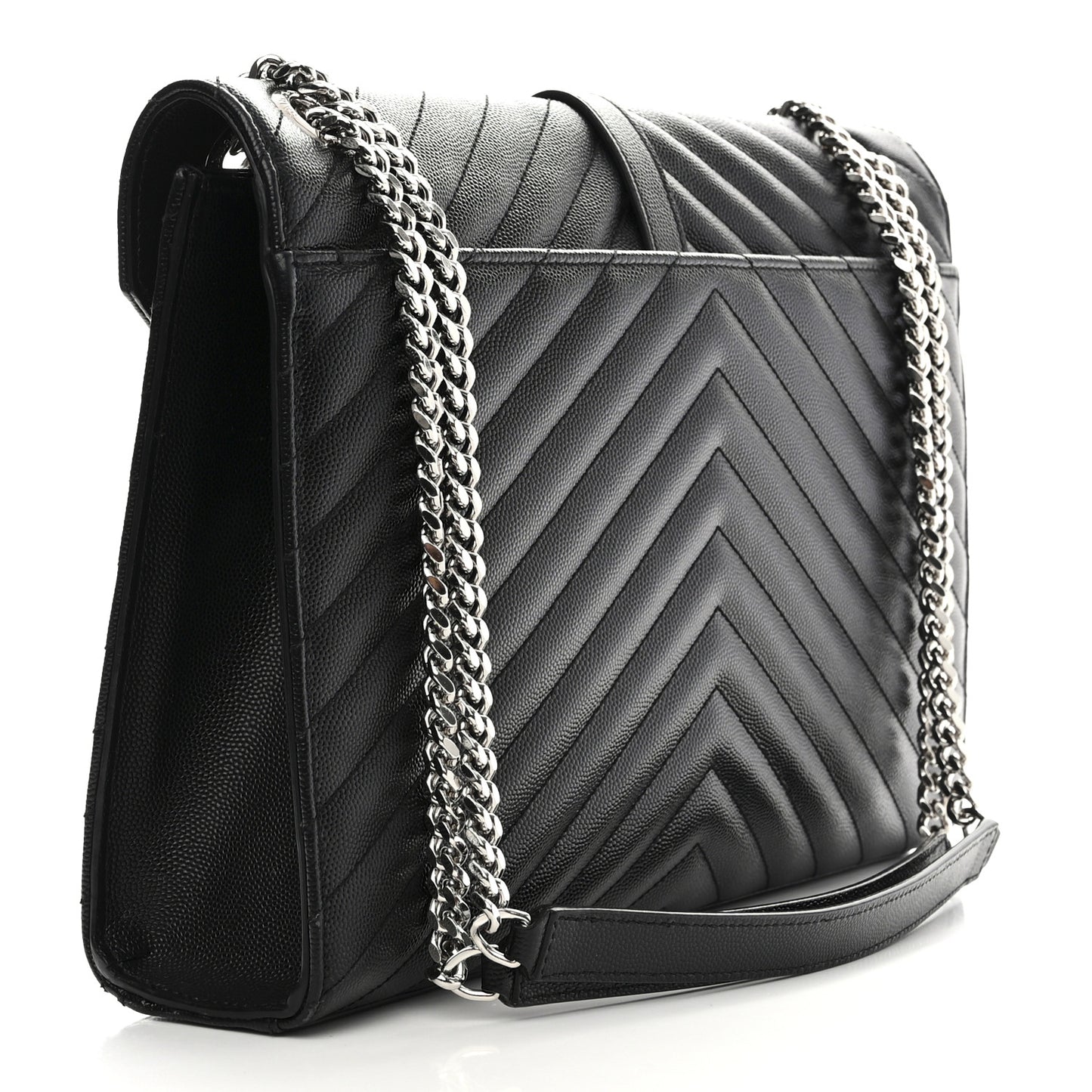Grain De Poudre Textured Mixed Matelasse Large Triquilt Monogram Satchel Black