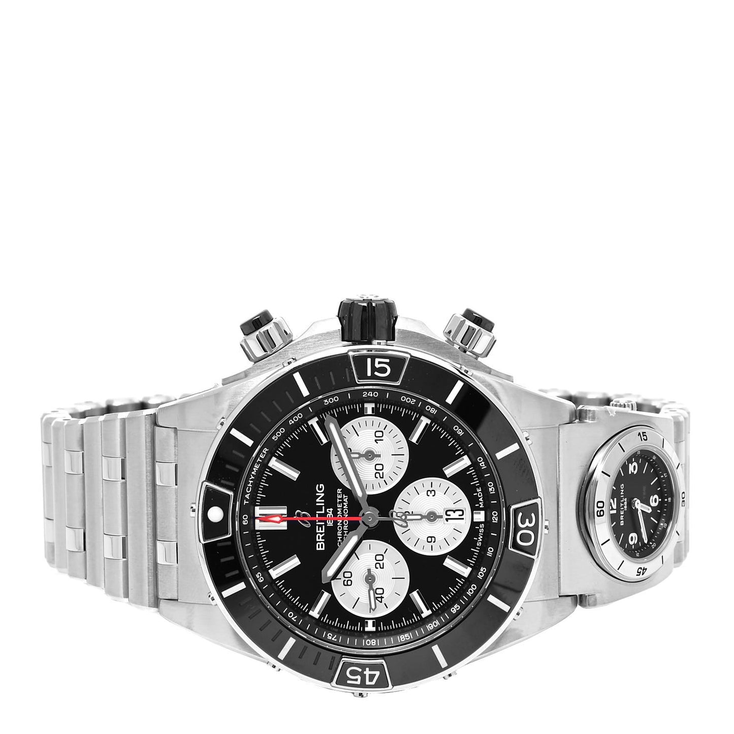 Stainless Steel 44mm Super Chronomat Automatic Watch Black AB0136251B1A2