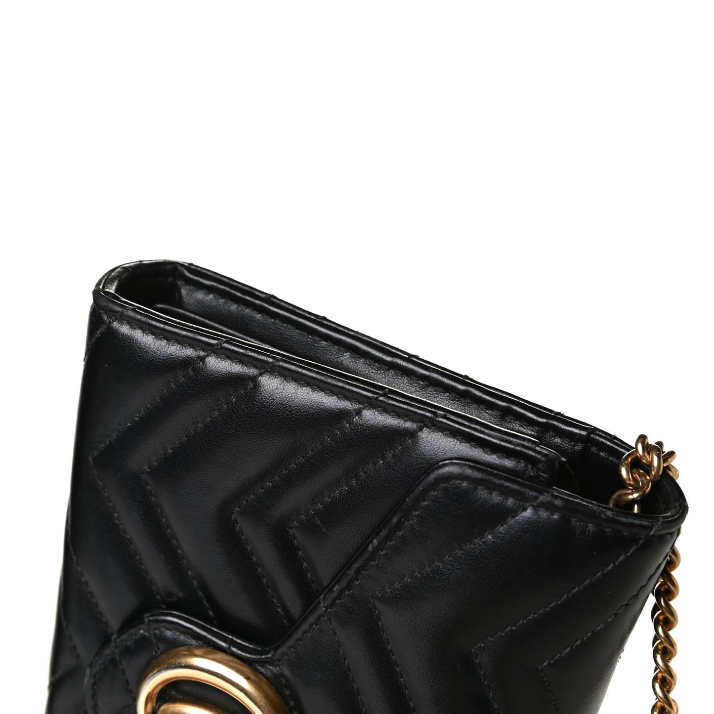 Calfskin Matelasse GG Marmont Chain Wallet Black