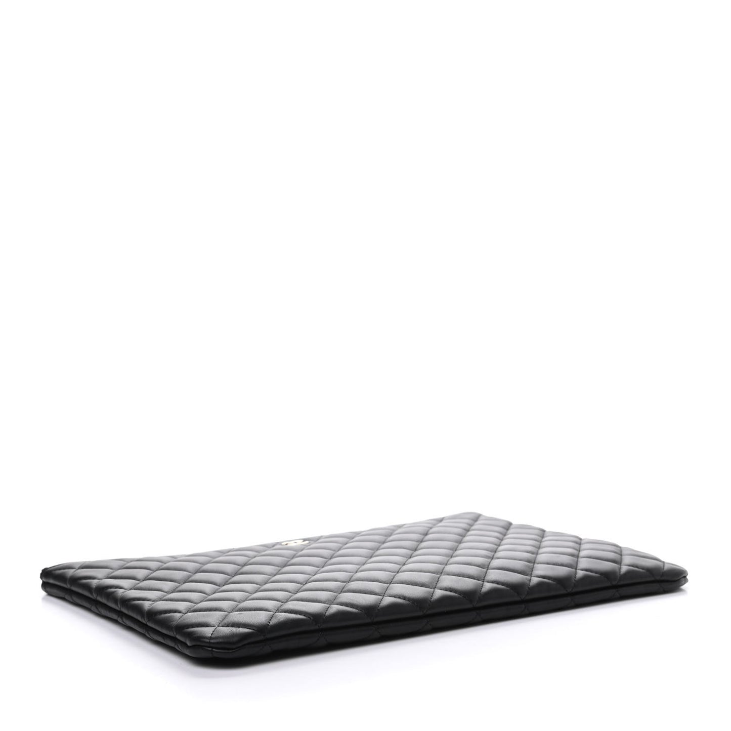 Lambskin Quilted Large Cosmetic Case Black