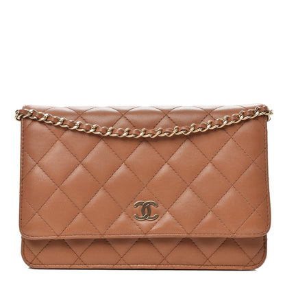 Chanel Lambskin Quilted Wallet on Chain WOC Brown 1 of 13