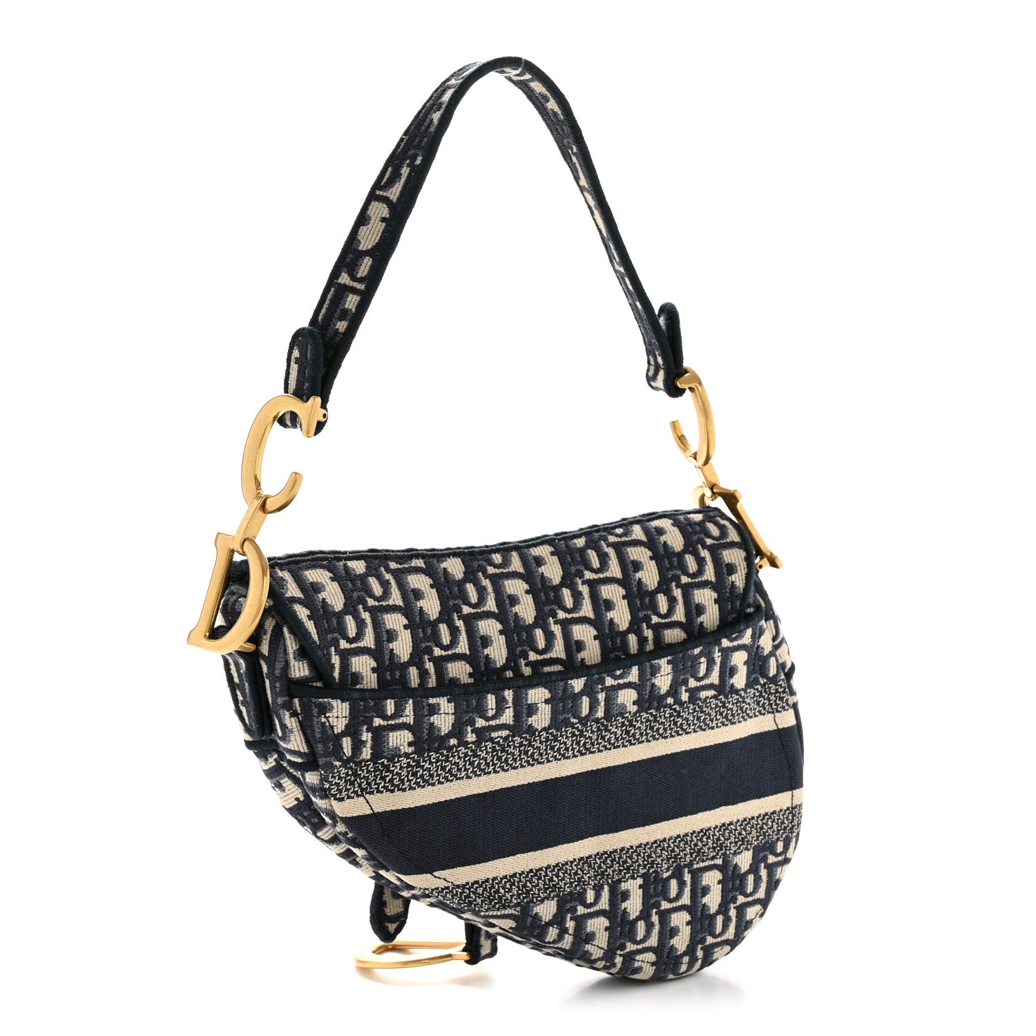 Christian Dior Oblique Embroidered Saddle Bag Blue 3 of 14