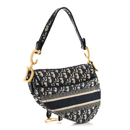 Christian Dior Oblique Embroidered Saddle Bag Blue 3 of 14