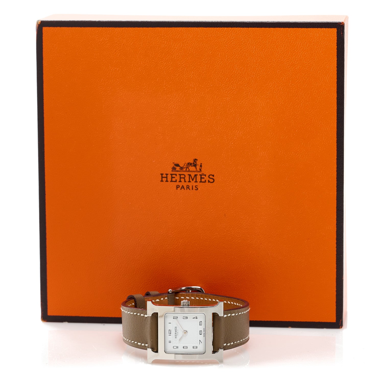 Hermes Stainless Steel Swift 21mm Heure H Hour Quartz Watch Etoupe 5 of 5