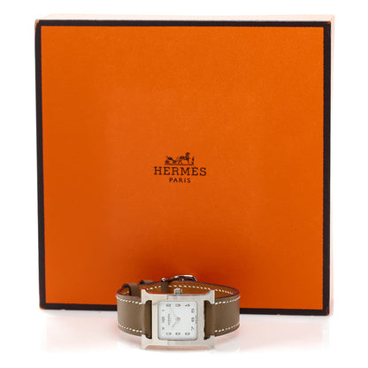 Hermes Stainless Steel Swift 21mm Heure H Hour Quartz Watch Etoupe 5 of 5