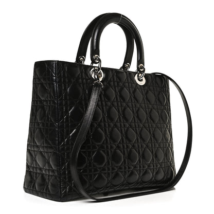 Christian Dior Lambskin Cannage Large Lady Dior Black 2 of 11