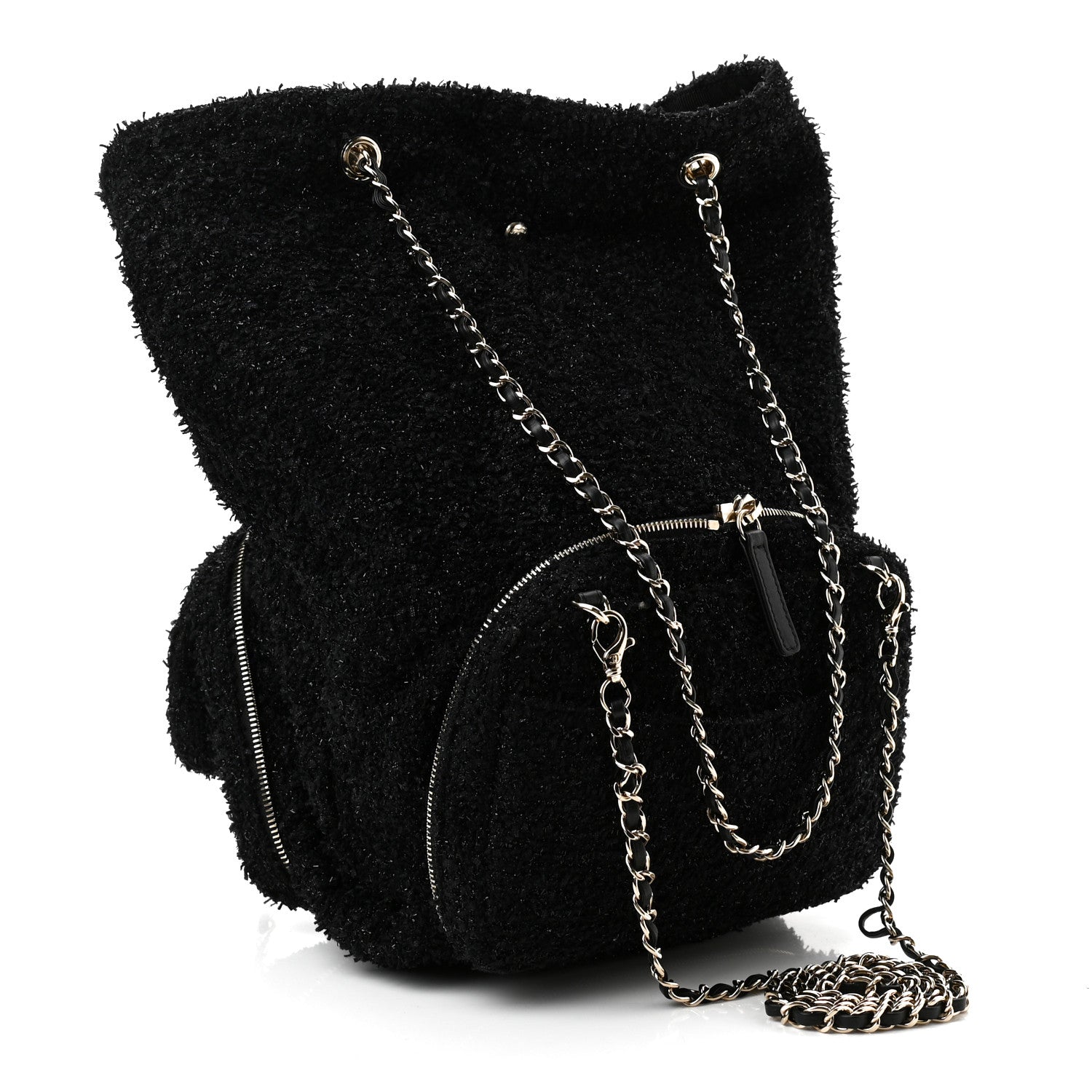 Chanel Tweed Coco Beach Convertible Flap Tote Black 4 of 11