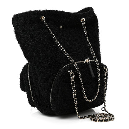 Chanel Tweed Coco Beach Convertible Flap Tote Black 4 of 11