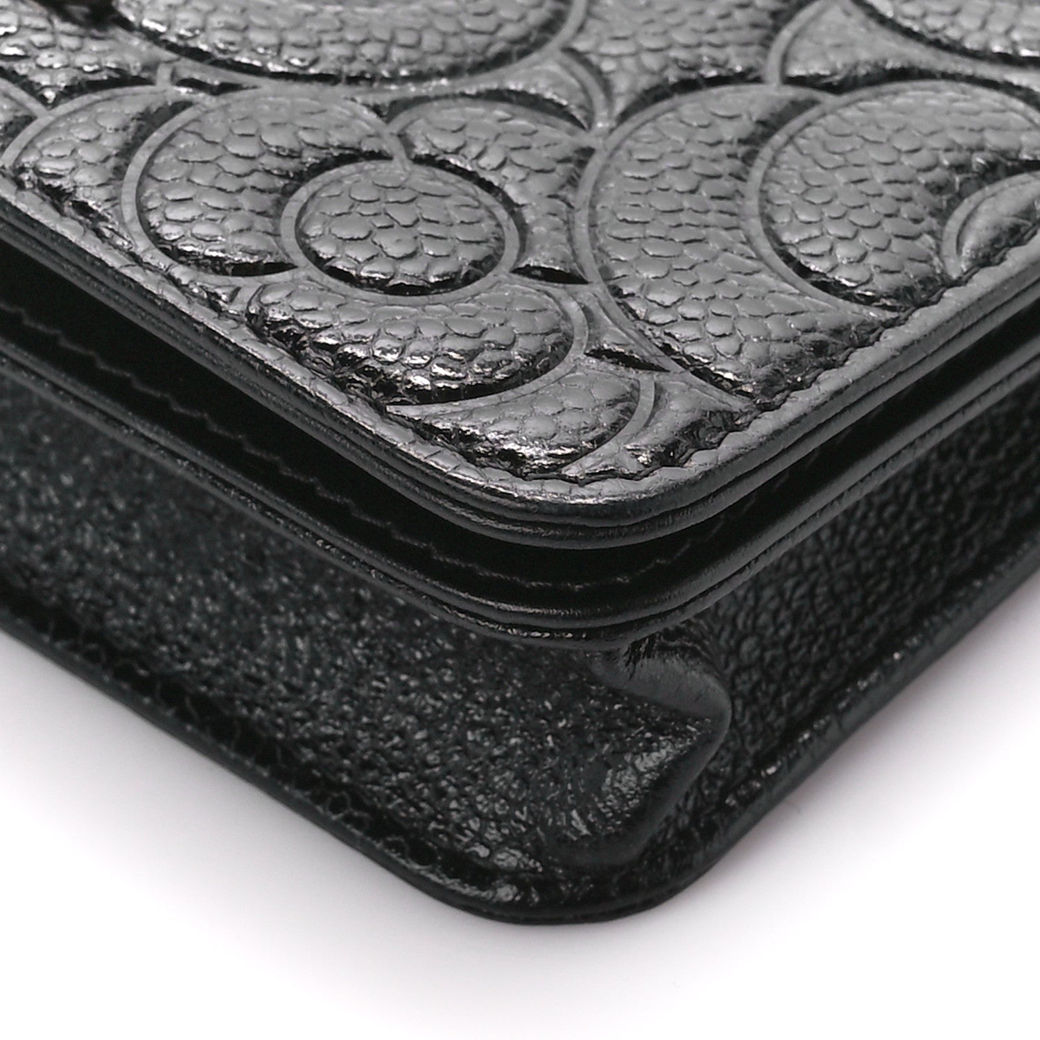 Chanel Caviar Camellia Embossed Chain Belt Bag Black 10 of 11