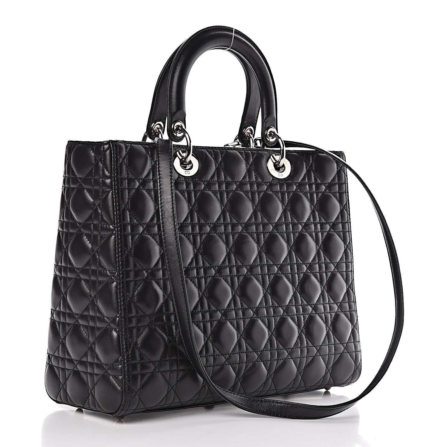 Christian Dior Lambskin Cannage Large Lady Dior Black 3 of 10