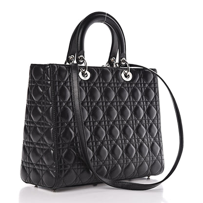 Christian Dior Lambskin Cannage Large Lady Dior Black 3 of 10