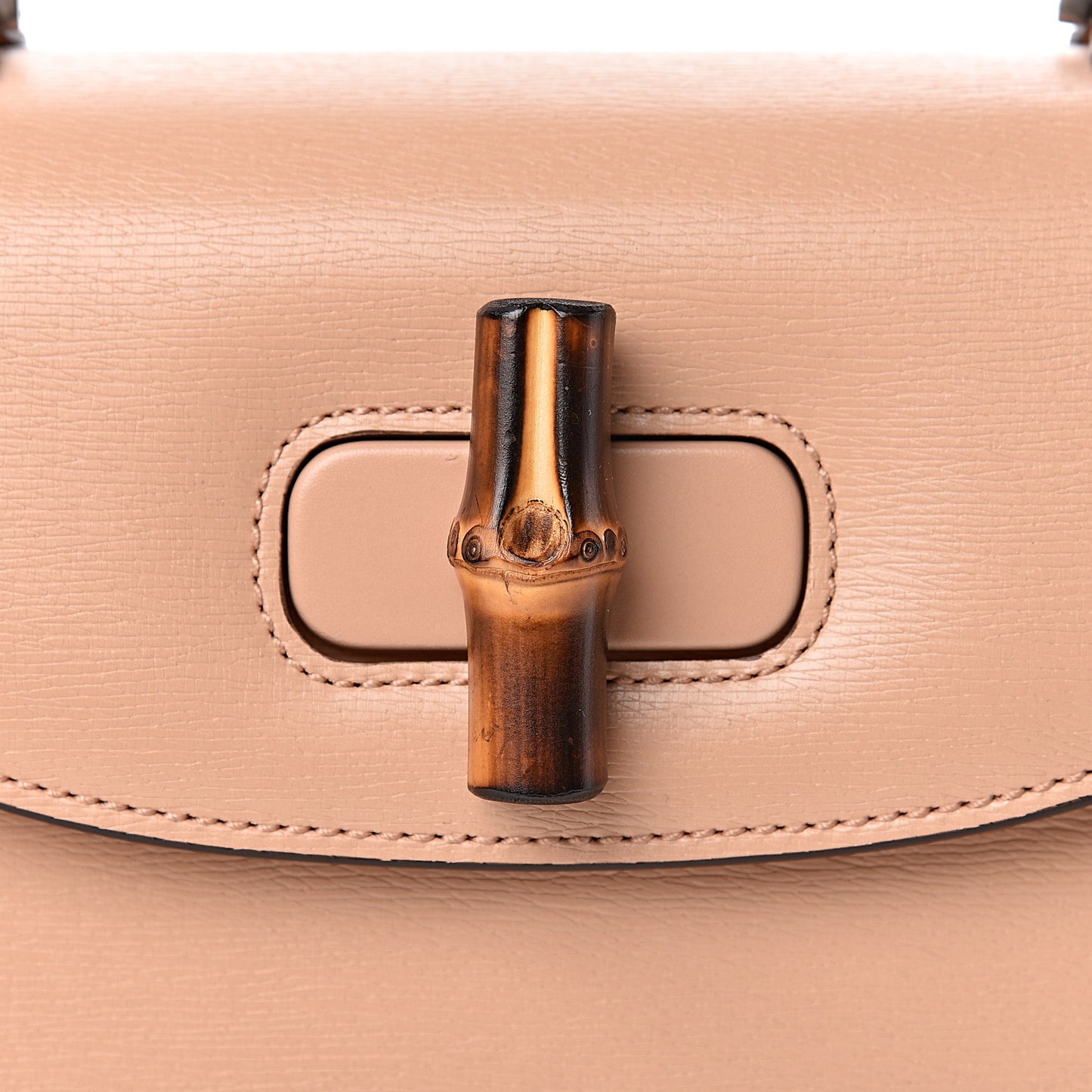 Shangai Calfskin Small Classic Bamboo Top Handle Bag Pink Apricot