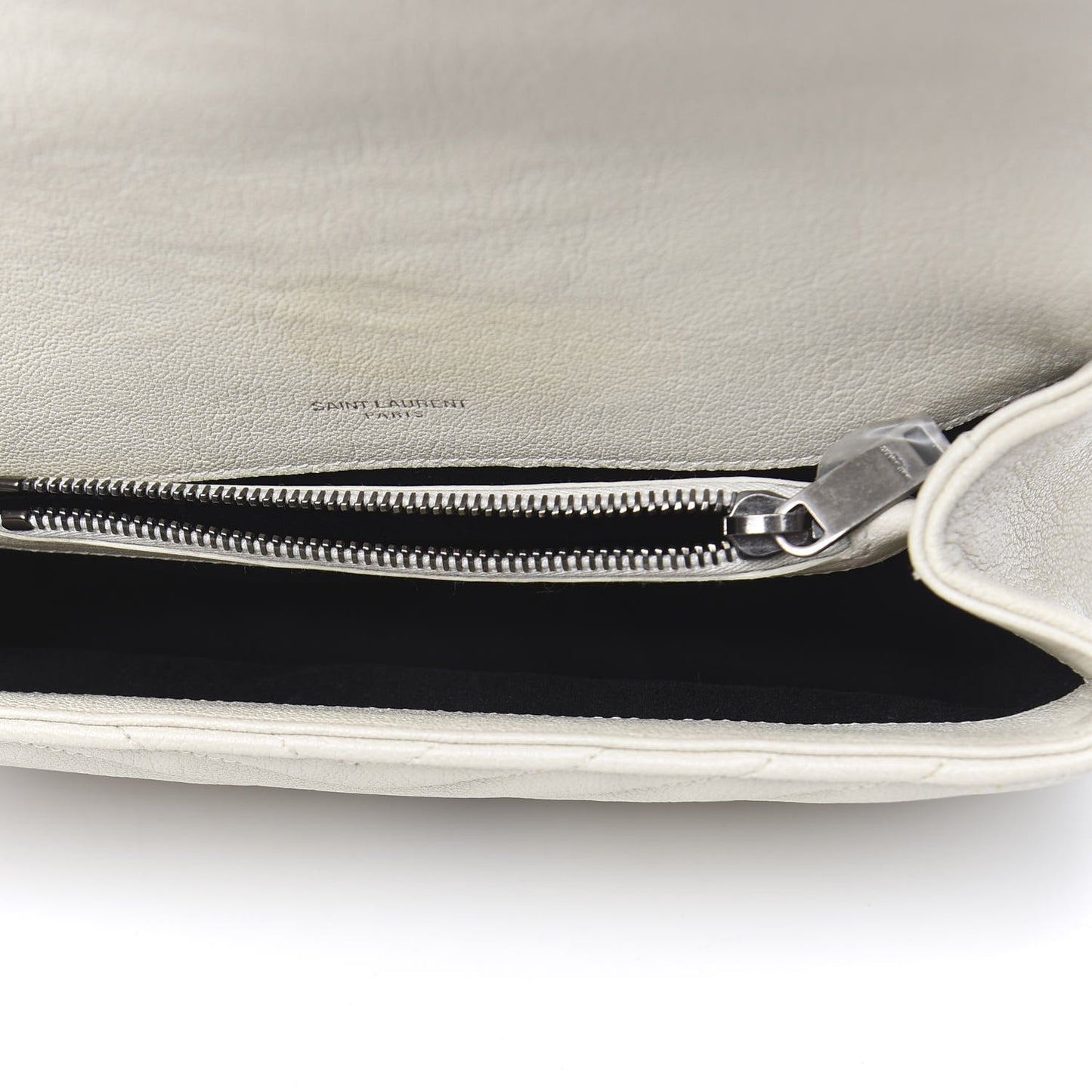 Sheepskin Matelasse Chevron Monogram Medium College Bag Dove White