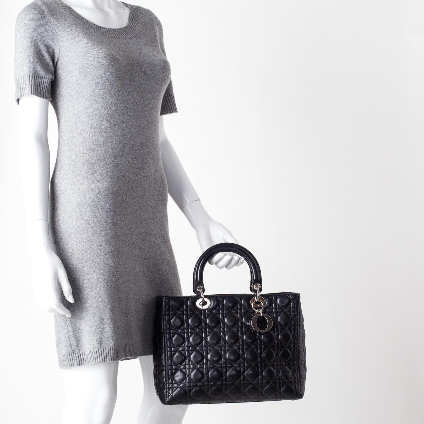 Lambskin Cannage Large Lady Dior Black